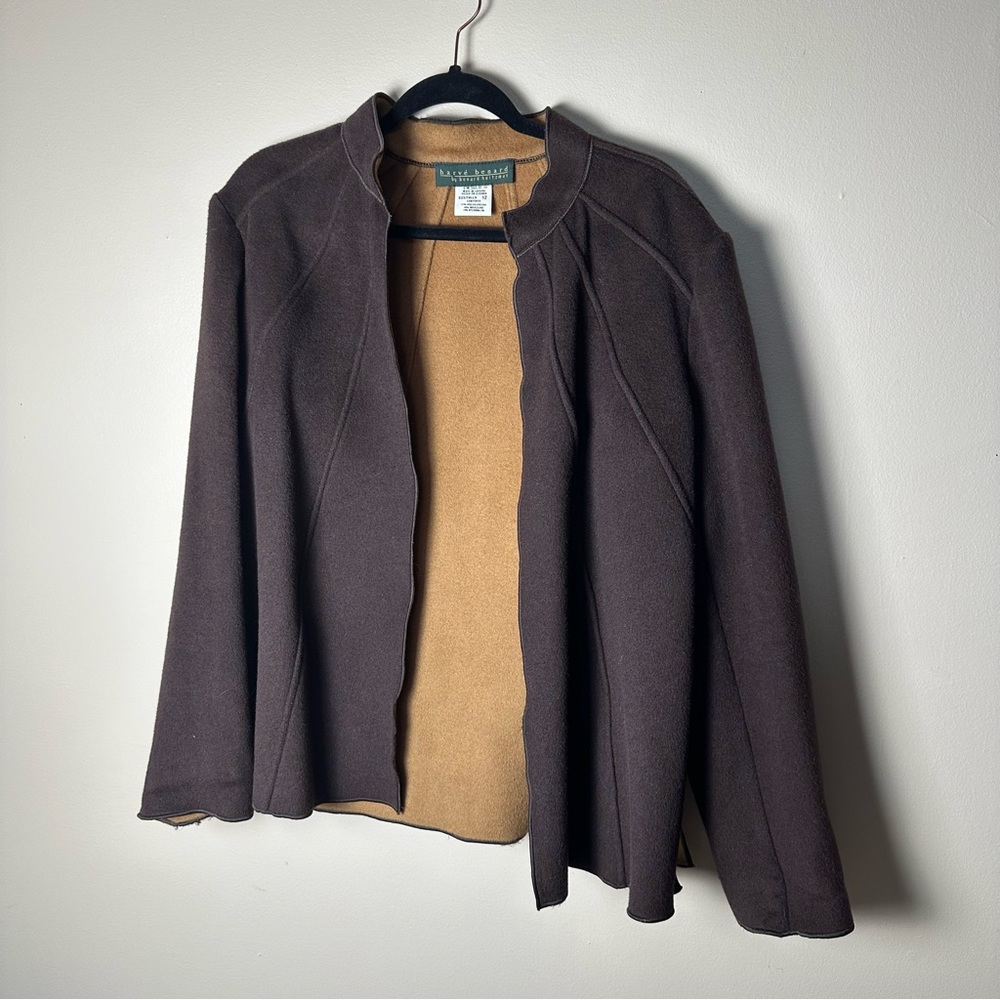 Harvé Benard Brown Tan Jacket Wool Blend